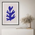 Plakat bez ramy 30x40 - Przenikająca Struktura - boho plakat, niebieski liść w intensywnym kolorze