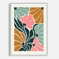 Obraz w ramie 70x100 - Rozplątane Myśli - abstrakcyjna kompozycja, pastelowe kwiaty - rama biała