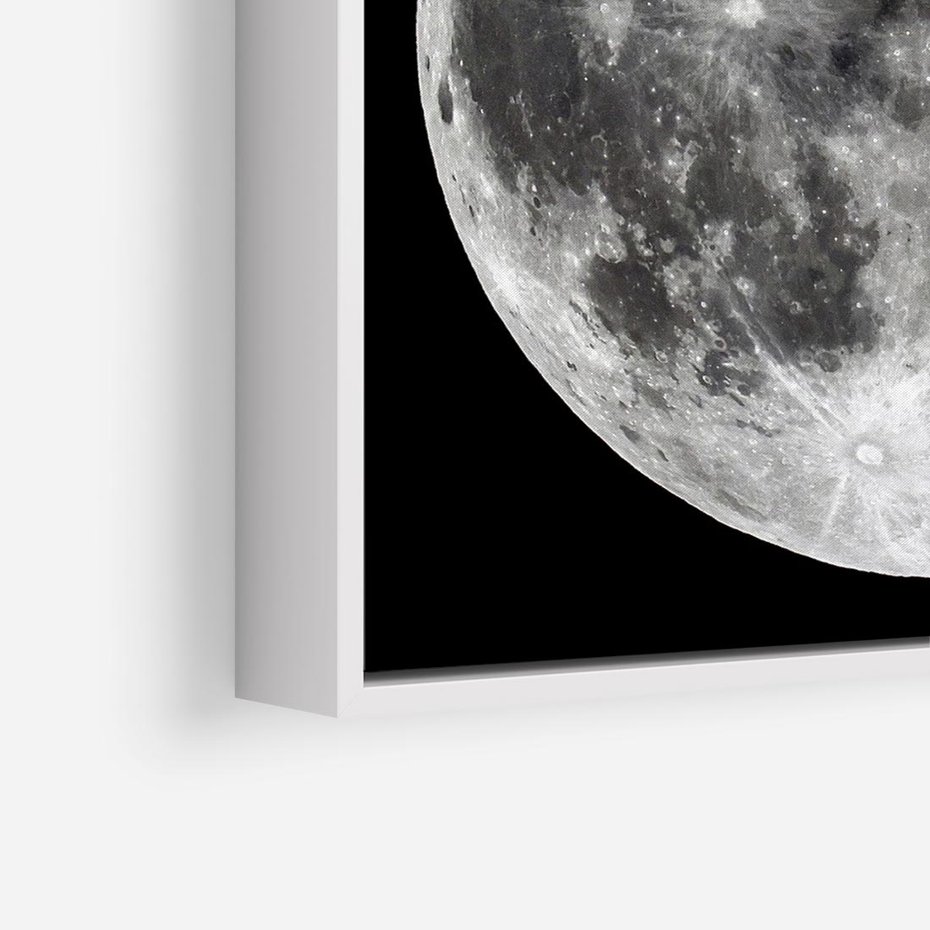 Obraz w ramie 50x50 - Księżycowa Aura - zdjęcie, ogromny księżyc na czarnym tle - rama biała