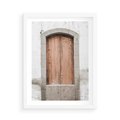 Plakat w ramie 50x70 - Śródziemnomorskie Drzwi Czasu - fotografia starych drzwi, śródziemnomorska architektura - rama biała