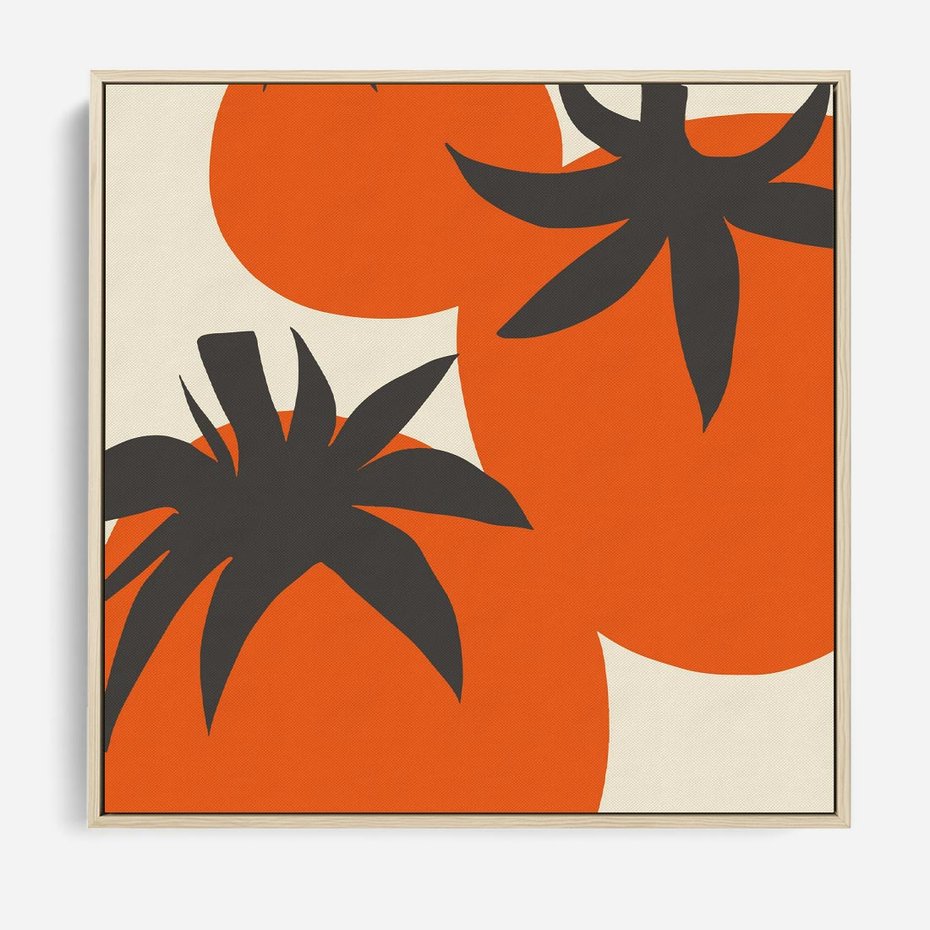 Obraz w ramie 80x80 - Jadalne Kształty - nowoczesny plakat do kuchni, pomidory - rama drewno