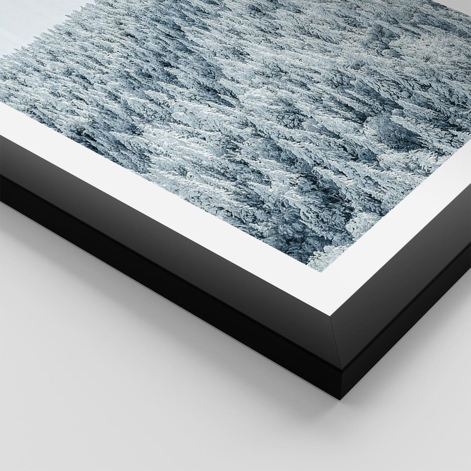 Plakat w ramie 50x70 - Cicha Zima - las, zima - rama czarna