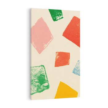 Obraz na płótnie 50x70 - Tęczowe Rytmy - kolorowe tęczowe kwadraty, wesoły kolaż