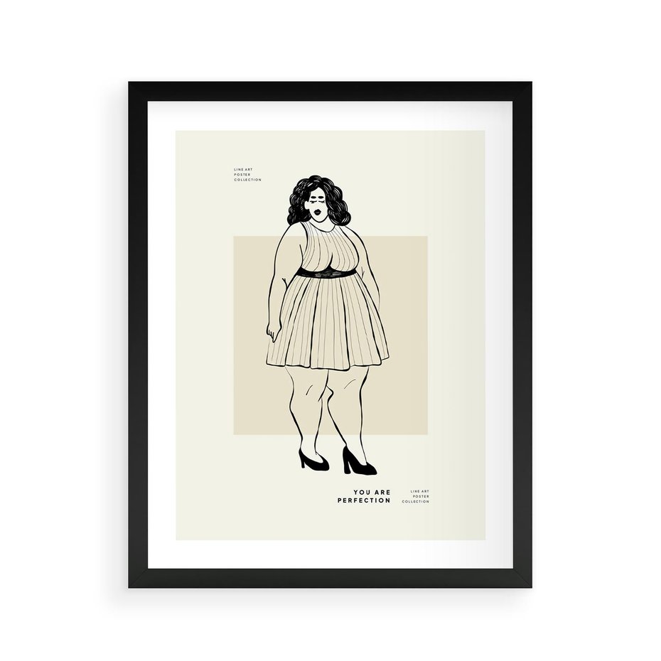 Plakat w ramie 40x50 - Ekspresja Wewnętrznych Emocji - kobieta, samoakceptacja - rama czarna