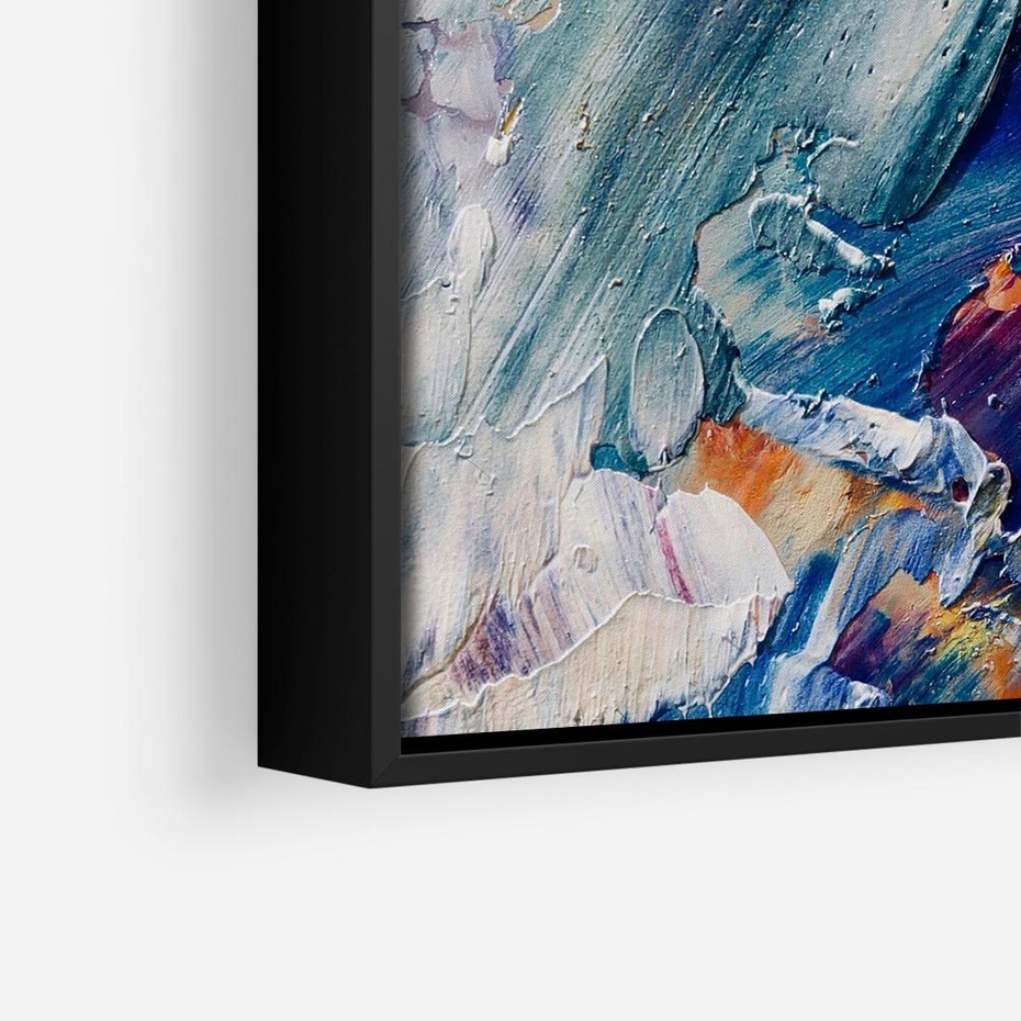 Obraz w ramie 50x50 - Rytmy ukrytych pragnień - chaos i abstrakcja, plamy koloru - rama czarna