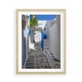 Plakat w ramie 50x70 - Uroki Santorini: Perspektywiczna Uliczka - uliczka, perspektywa - rama drewno