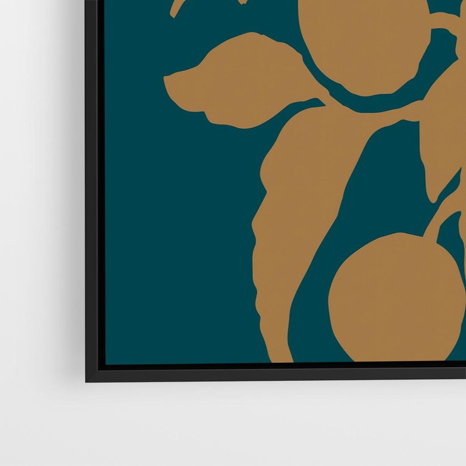 Obraz w ramie 50x50 - Boho Ekspresja Emocji - abstrakcyjna boho grafika, ciemne zielone tłó - rama czarna