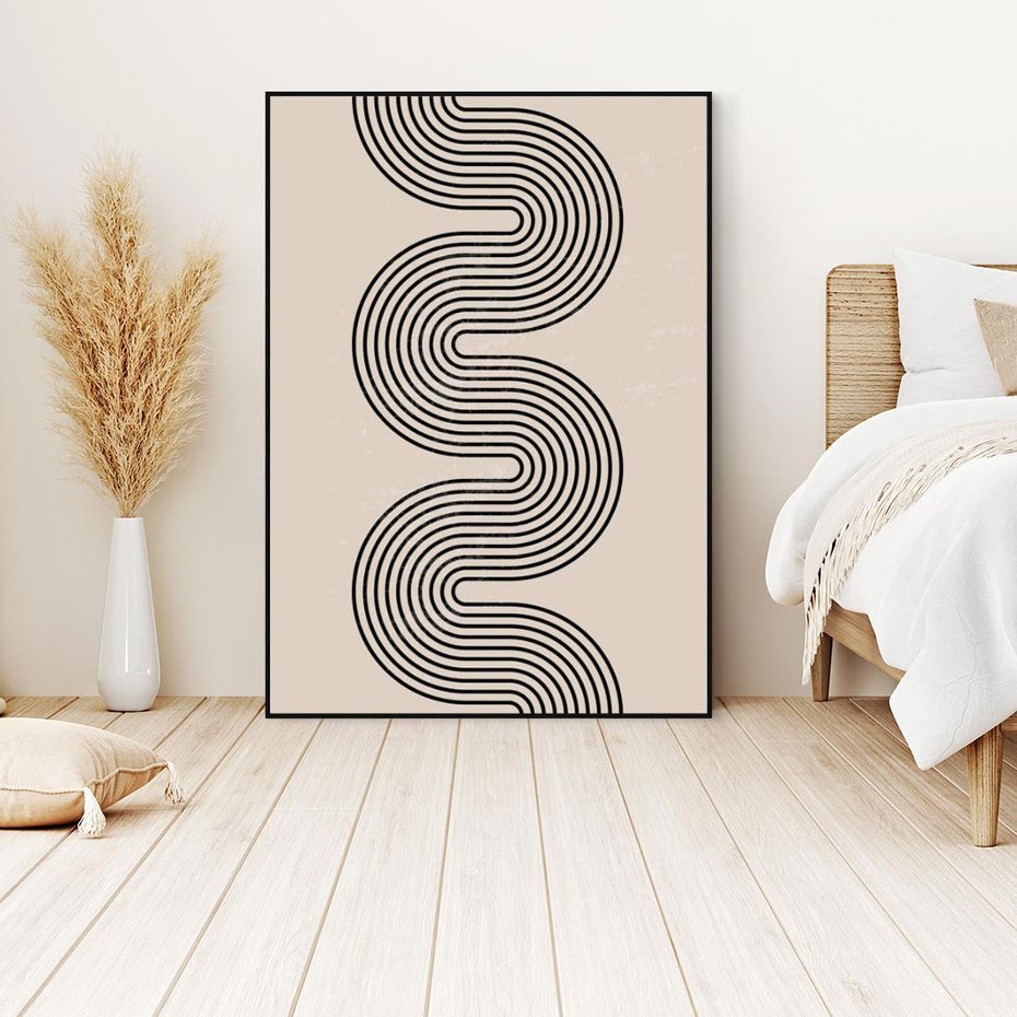 Obraz w ramie 70x100 - Bezgraniczne Odbicia - abstrakcyjne linie, geometria - rama czarna