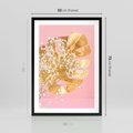 Plakat w ramie 50x70 - : Elegancja w Złocie - złote, liście - rama czarna