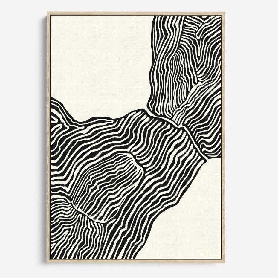 Obraz w ramie 80x120 - Migoczące Kontury - boho plakat, rycina - rama drewno