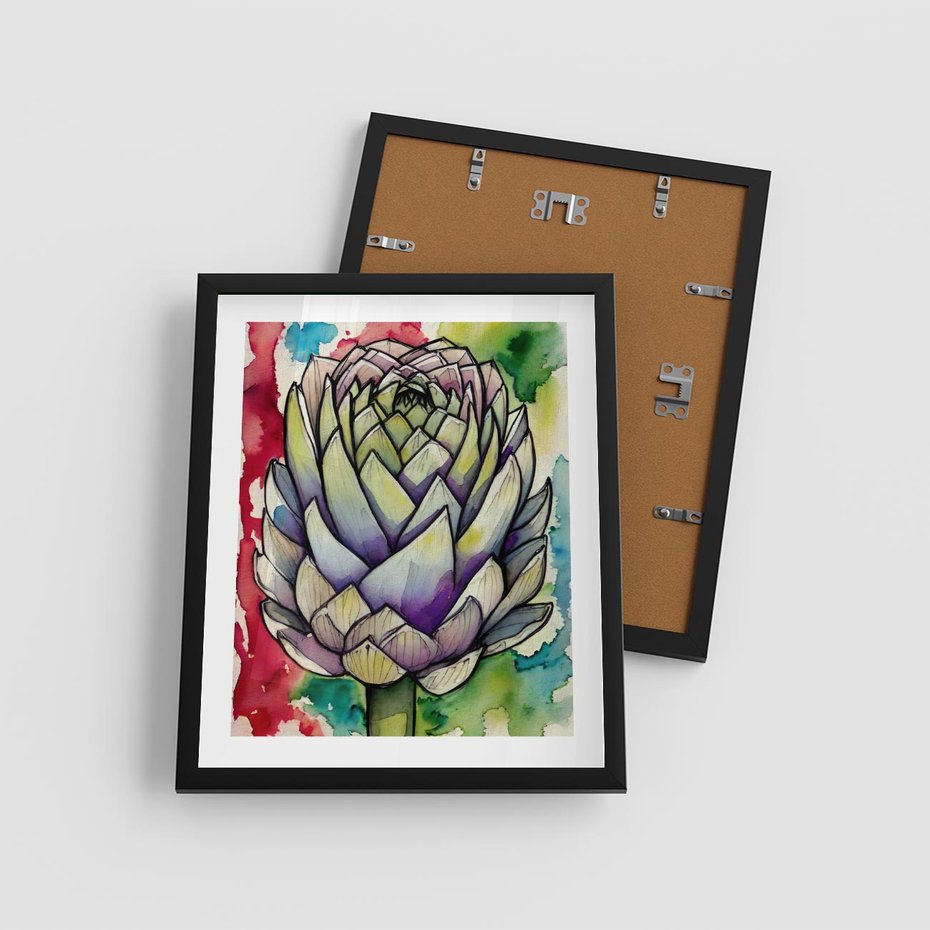 Plakat w ramie 40x50 - Zamknięte w Roślinie - abstrakcja, akwarela - rama czarna
