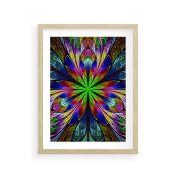 Plakat w ramie 50x70 - Witrażowa magia na płótnie - witraż, sztuka - rama drewno