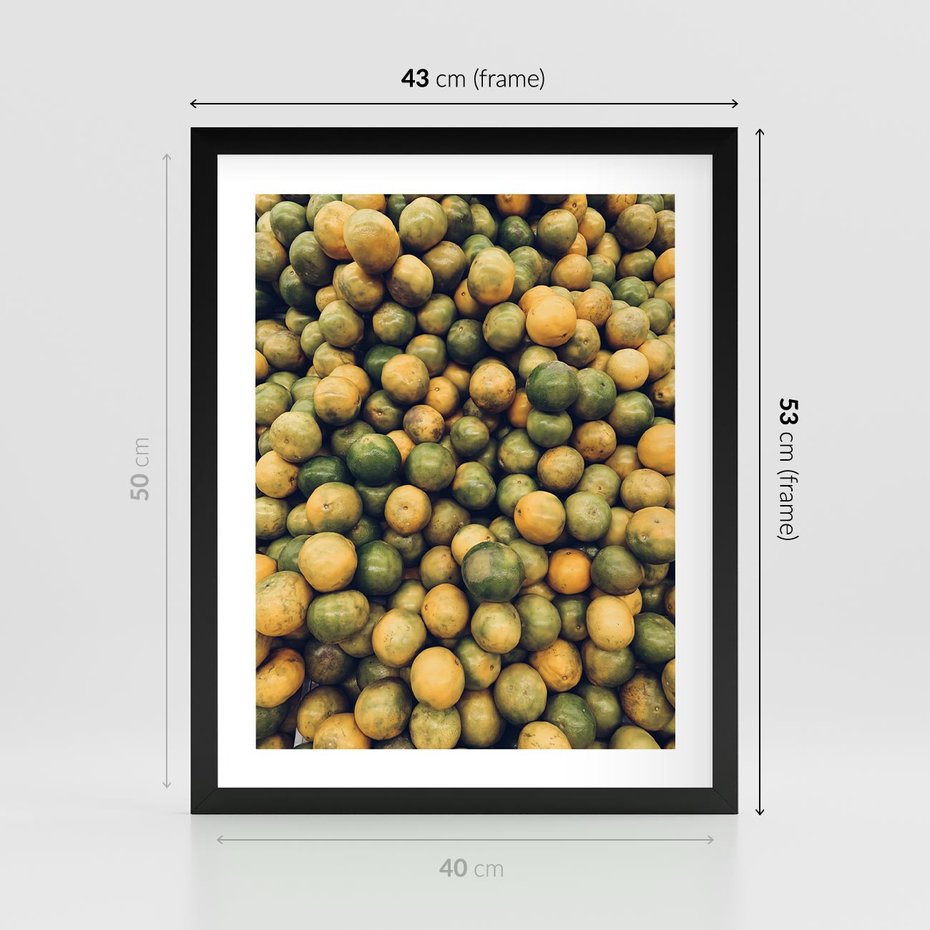 Plakat w ramie 40x50 - Świeżość Cytrusów - cytryny, limonki - rama czarna