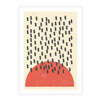 Plakat bez ramy 21x30 - Czerwona Abstrakcja: Grafika z Wyrazistym Kołem - abstrakcja grafika, czerwone koło