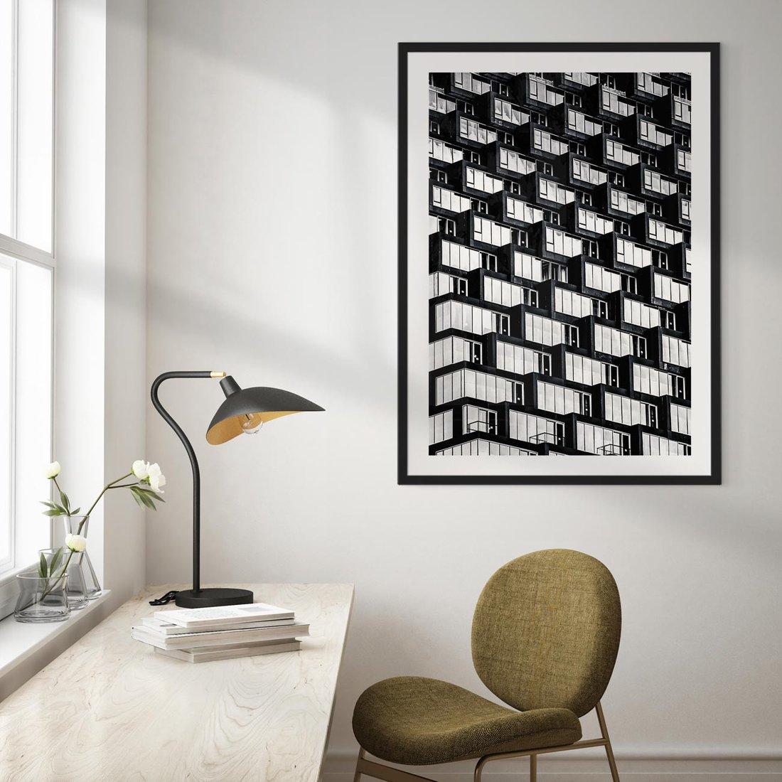Plakat w ramie 50x70 - Elegancja Wysokości - architektura, wieżowiec - rama czarna