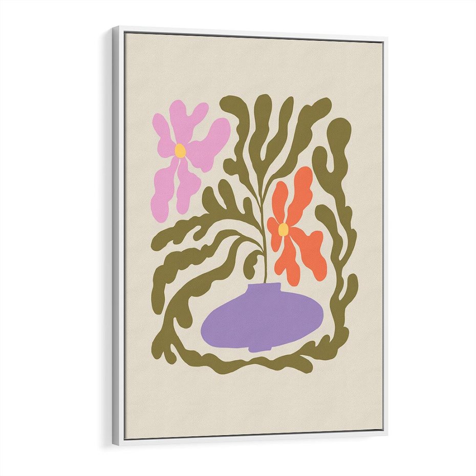 Obraz w ramie 70x100 - Kolorowe Echa - kwiaty, abstrakcja - rama biała