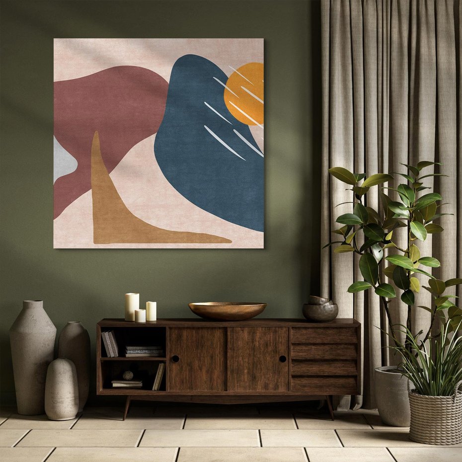 Obraz na płótnie 80x80 - Opowieść szepczących pędzli - abstrakcyjne plamy, kształty