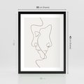 Plakat w ramie 30x40 - Jedna Linia, Dwie Twarze - minimalistyczny plakat, dwie twarze - rama czarna
