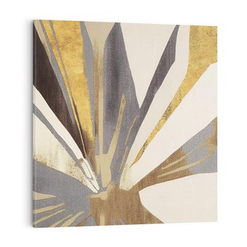 Obraz na płótnie 50x50 - Szept roślinnych emocji - olejna abstrakcja, złoto i brąz