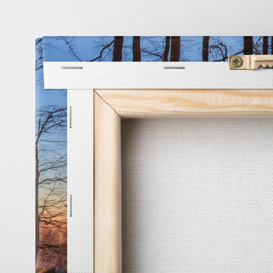 Obraz na płótnie 120x60 - Zachód słońca w jesiennym lesie - zachód słońca,