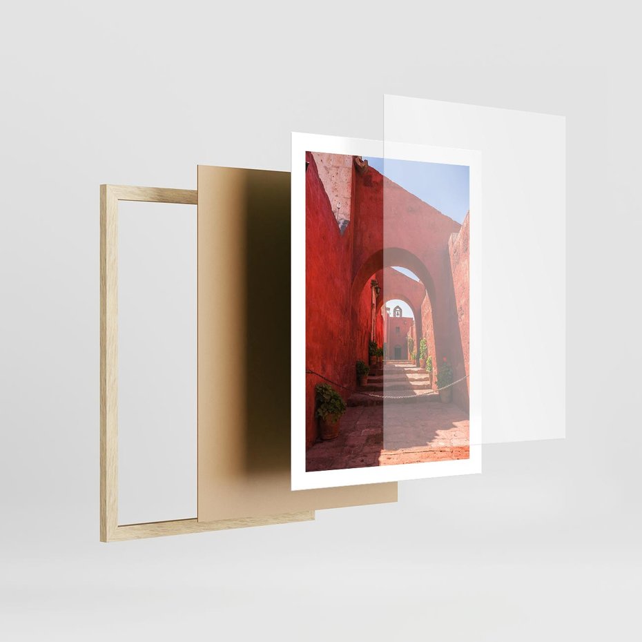 Plakat w ramie 50x70 - Perspektywa Uliczki - uliczka, perspektywa - rama drewno