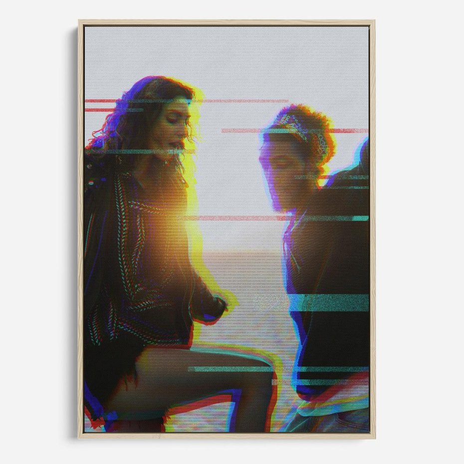 Obraz w ramie 70x100 - Taniec tęsknot - zdjęcie w stylu retro, dodane kolorowe akcenty - rama drewno