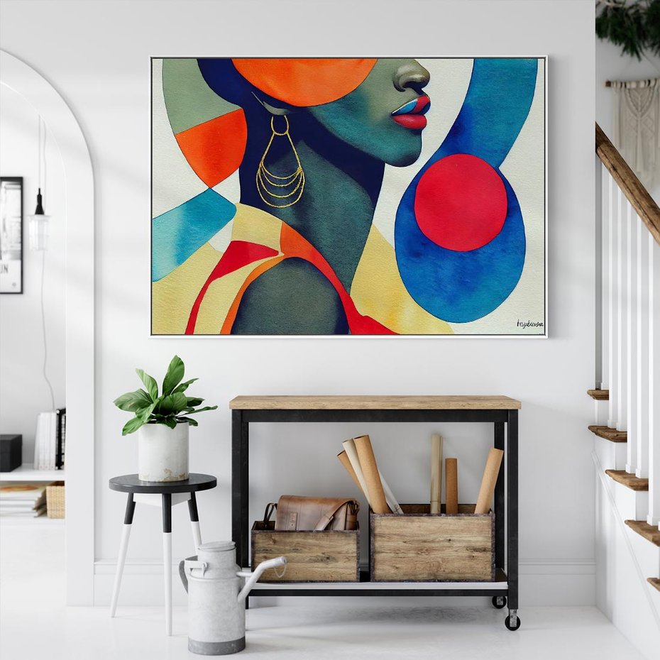 Obraz w ramie 70x50 - Kolory Kobiety - mural, abstrakcja - rama biała