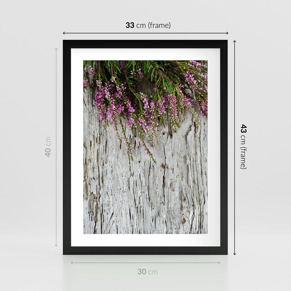 Plakat w ramie 30x40 - Fioletowe Wrzosy - wrzosy, fiolet - rama czarna