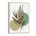 Obraz w ramie 50x70 - Migocące Ścieżki Wizji - abstrakcyjny obraz boho, liście - rama drewno