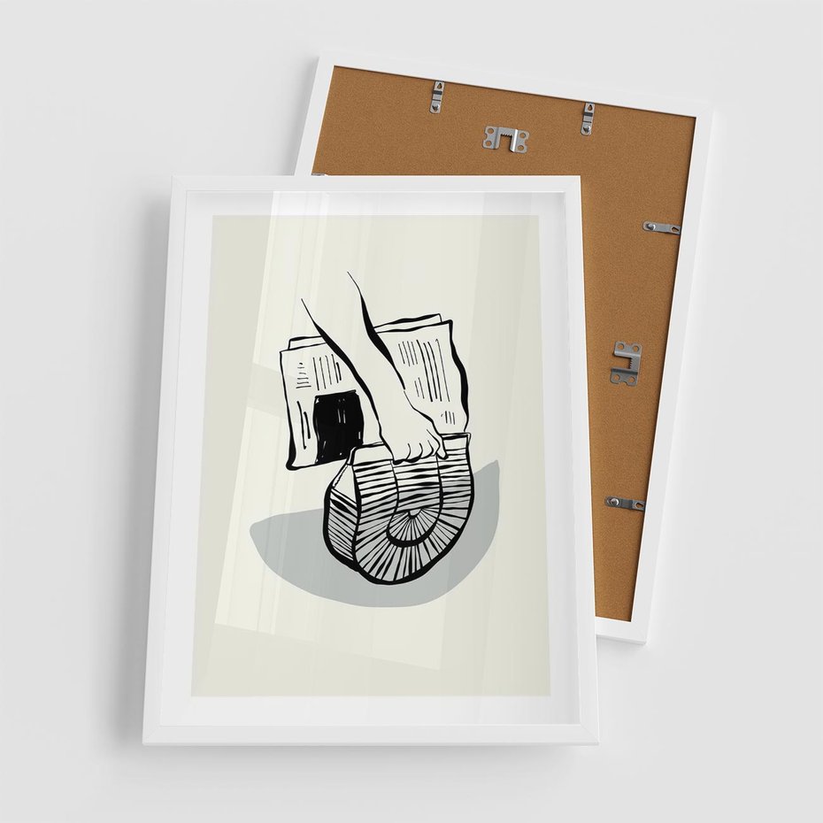 Plakat w ramie 50x70 - Szkicowe Gazetowe Inspiracje - grafika, szkic - rama biała