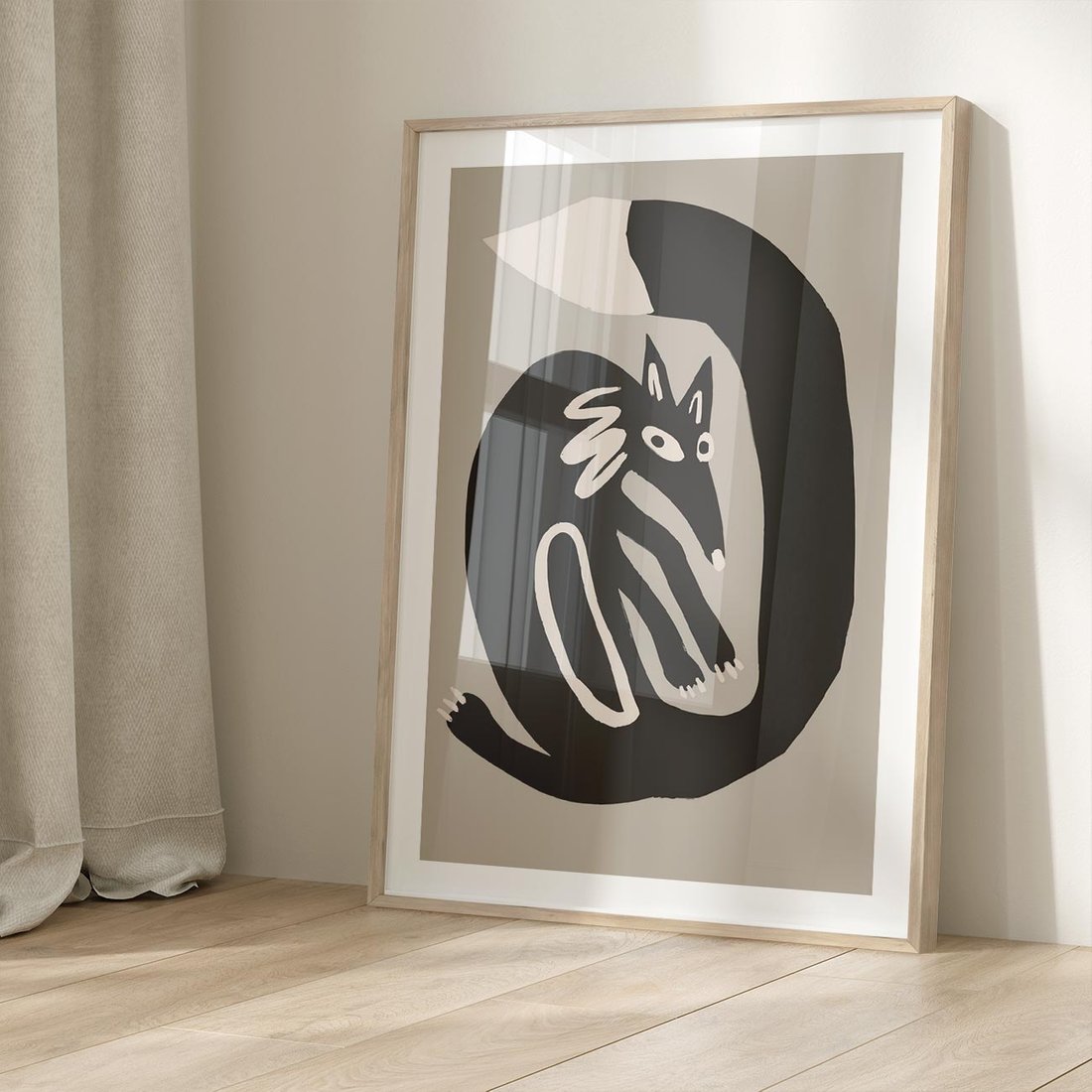 Plakat w ramie 30x40 - Migotliwe Echa Skandynawii - skandynawska sztuka, lis - rama drewno