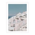 Plakat bez ramy 30x40 - Śródziemnomorski Urok - zdjęcie Santorini, białe budynki