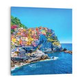 Obraz na płótnie 80x80 - Barwne Wybrzeże - nadmorskie miasto na klifie, kolorowe tęczowe budynki