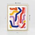Plakat w ramie 40x50 - Abstrakcyjne Dialogi - abstrakcyjny kolorowy obraz, kolorowe linie - rama drewno
