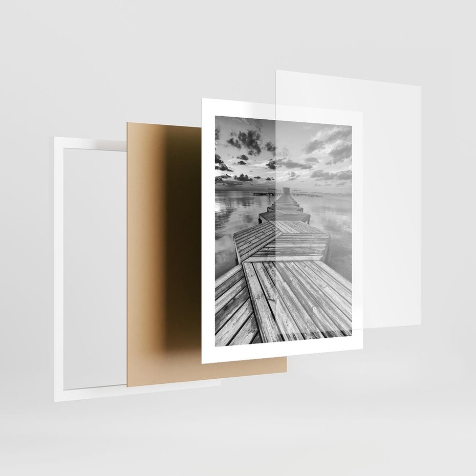 Plakat w ramie 40x50 - Pomost nad Morzem - pomost, morze - rama biała