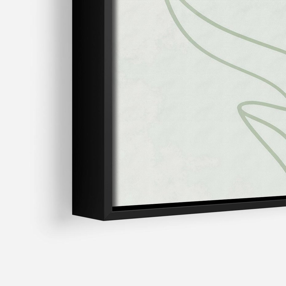 Obraz w ramie 50x50 - Zielona Równowaga Linii - abstrakcyjne delikatne zielone linie, nowoczesny plakat - rama czarna