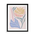Plakat w ramie 50x70 - Kwiatowe Granice Kształtów - nowoczesny plakat, kwiaty w pastelowych kolorach - rama czarna
