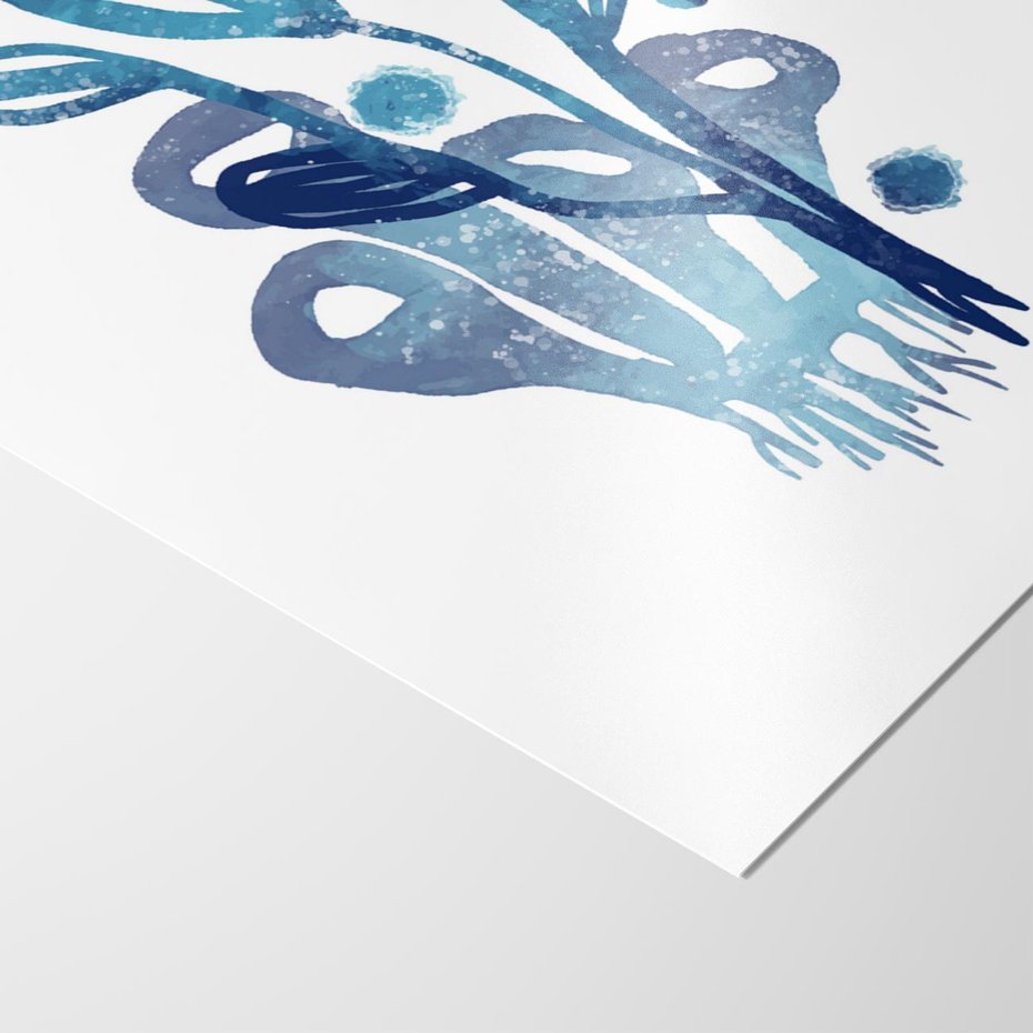 Plakat bez ramy 21x30 - Akwarelowy Błękit - pastelowy, abstrakcyjny plakat