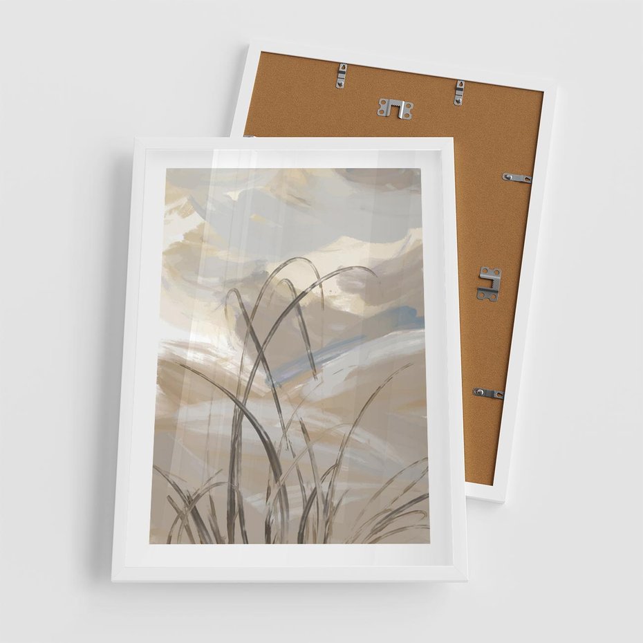 Plakat w ramie 50x70 - Nowoczesne Odbicia - akwarela, obraz - rama biała