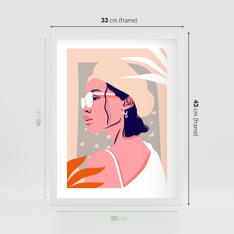 Plakat w ramie 30x40 - Kobieca Esencja - nowoczesny plakat, styl retro - rama biała