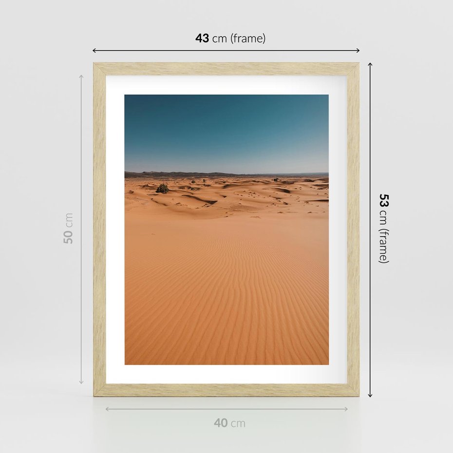 Plakat w ramie 40x50 - Piasek w Przytulnym Wnętrzu - pustynia, piasek - rama drewno