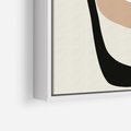 Obraz w ramie 50x50 - Intrygujące Zaskoczenia - beżowa abstrakcyjna kompozycja, czarny akcent - rama biała