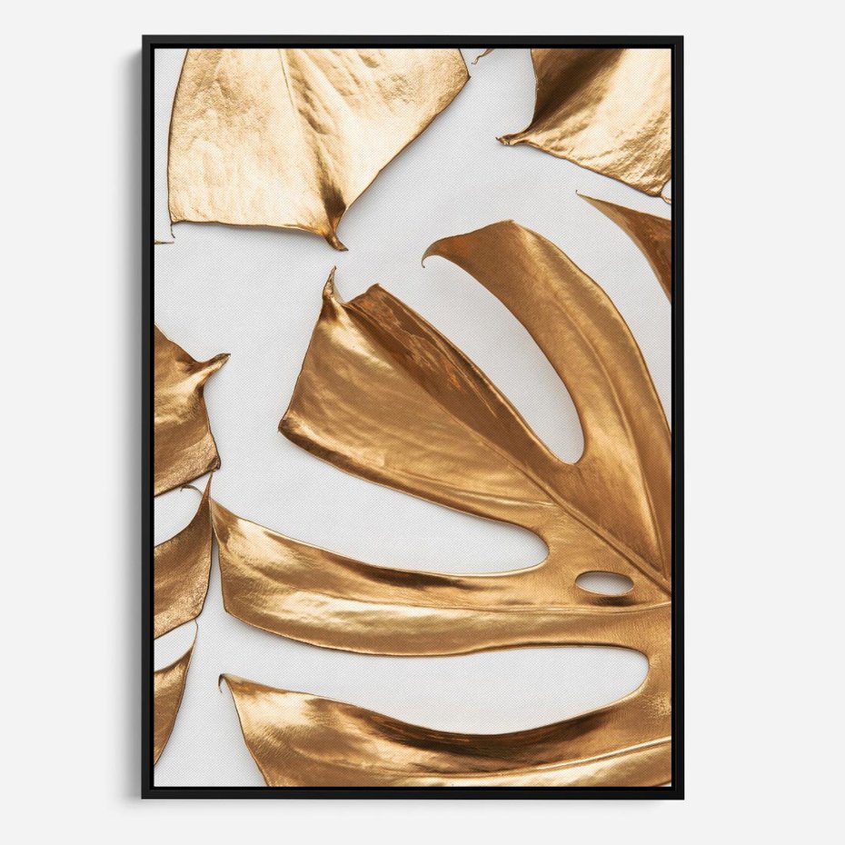 Obraz w ramie 50x70 - Siła Natury - złote, liście - rama czarna