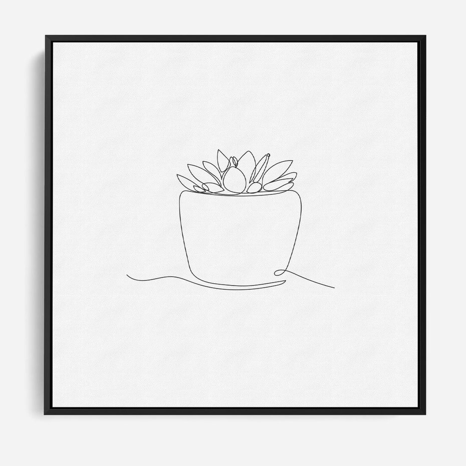 Obraz w ramie 50x50 - Rozkwitające Echa - szkic, minimalizm - rama czarna