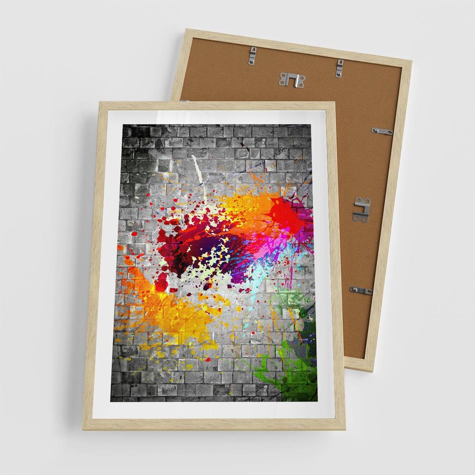 Plakat w ramie 50x70 - Ekspresja Graffiti - farba, graffiti - rama drewno