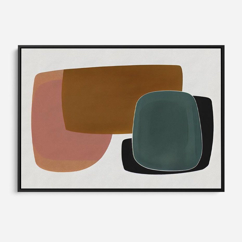 Obraz w ramie 70x50 - Emocje w akwarelach - geometryczne dziwne kształty, turkusowy - rama czarna