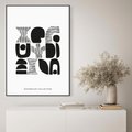Obraz w ramie 50x70 - Taniec Dziwacznych Kresek - minimalistyczny plakat, czarno biały - rama czarna