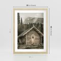 Plakat w ramie 30x40 - Urok Drewnianej Chatki w Górach - chatka w górach, drewniany domek - rama drewno