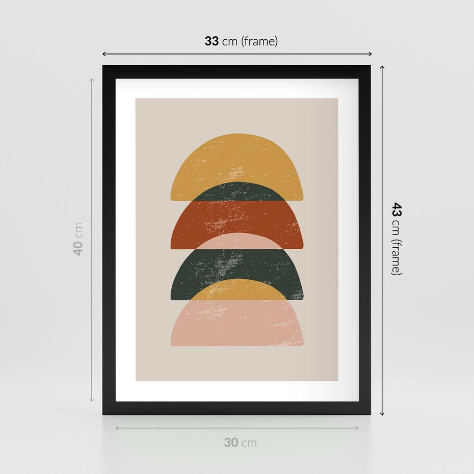 Plakat w ramie 30x40 - Energetyczne Wzory - nowoczesny plakat, abstrakcyjne kształty - rama czarna