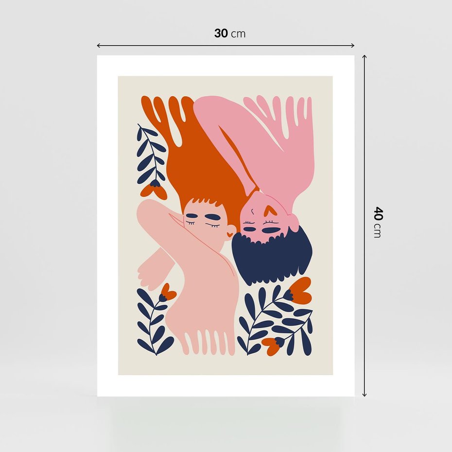 Plakat bez ramy 30x40 - Miłość w Dwóch Sercach - miłość, para zakochanych